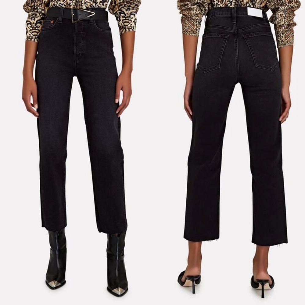 Re/Done Women’s 70s Stove Pipe Jeans in Washed Noir (Black) Size 29